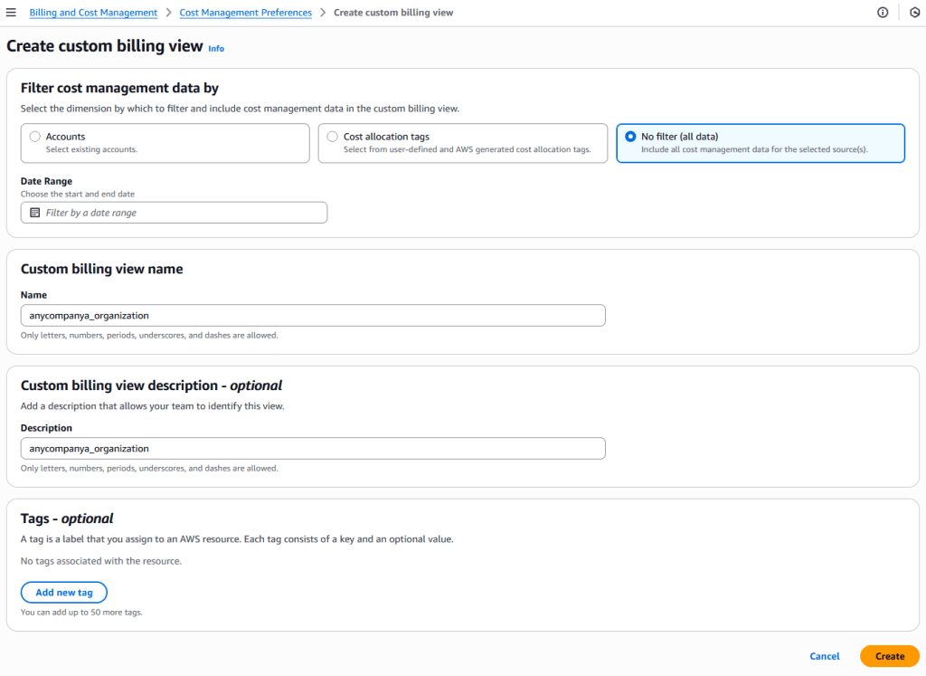 Create a Billing View for AnyCompany A