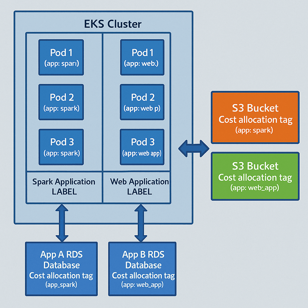 This approach creates a unified financial view of all resources powering each application, helping product owners and FinOps teams maintain full visibility into end-to-end cloud spending.