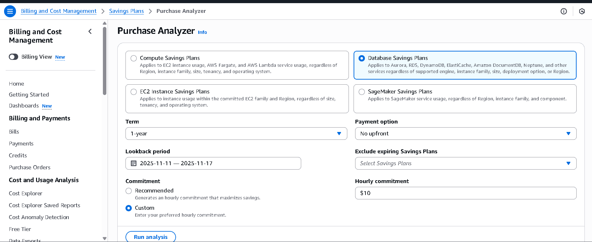 Why the Purchase Analyzer Is Preferred for FinOps This tool is ideal for: • Phase-wise commitments • Uncertain usage patterns • Organizations planning future expansions • Workloads that grow over time It helps you precisely model the impact on cost, utilization, and coverage before buying.