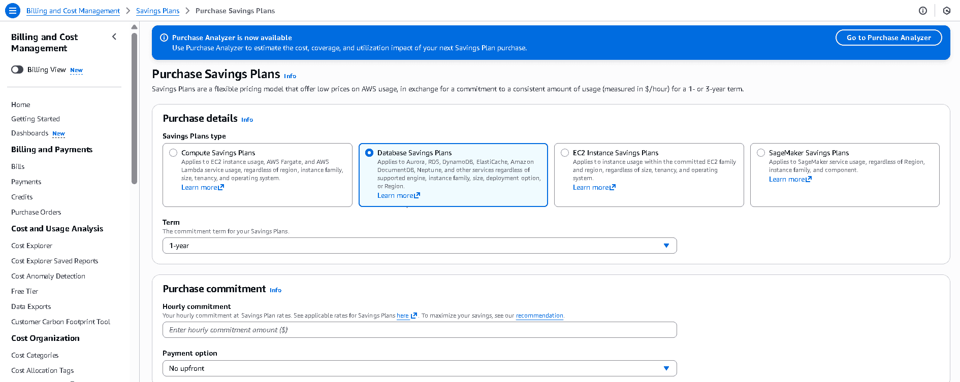 After Choosing a Commitment Whether using Recommendations or Purchase Analyzer: 1. Click Add to Cart 2. Review real-time discount projections 3. Adjust settings if needed 4. Proceed to purchase Discounts apply immediately after purchase.