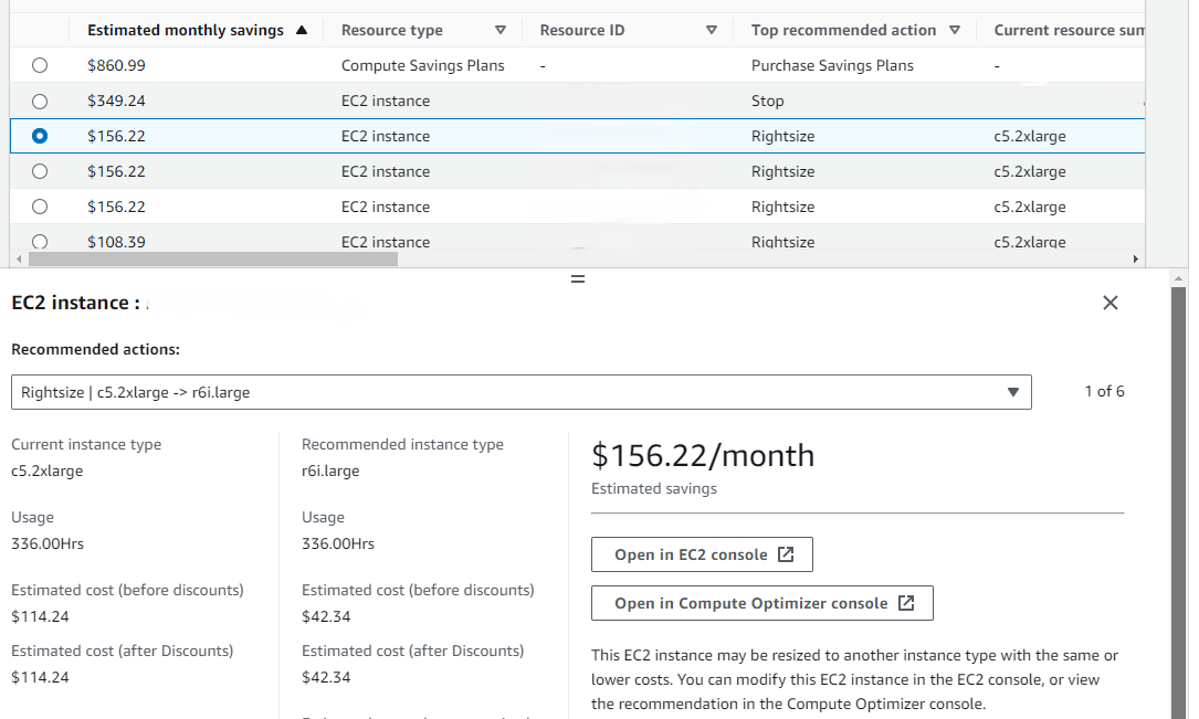 AWS Cost Optimization hub filters